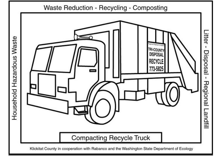 Coloring Pages Trucks. Recycle Trucks, containers and
